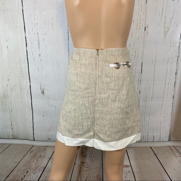 Molly B. 2 Tone Skirt Linen Size 8 Metal Bit zipper Back Lined Tweed - Picture 2 of 8